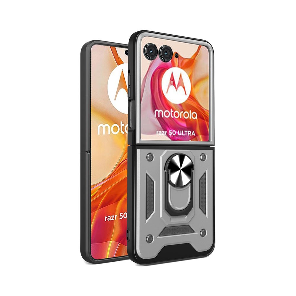 Motorola Razr 50 Ultra 5G Magnetic Ring Σκληρή Θήκη Silver
