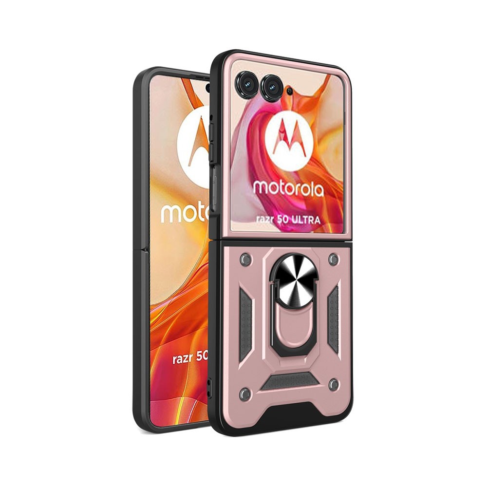 Motorola Razr 50 Ultra 5G Magnetic Ring Σκληρή Θήκη Rose Gold