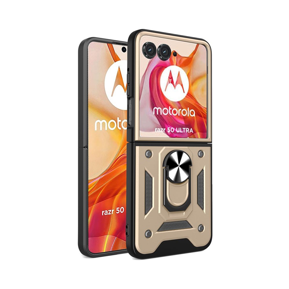 Motorola Razr 50 Ultra 5G Magnetic Ring Σκληρή Θήκη Gold