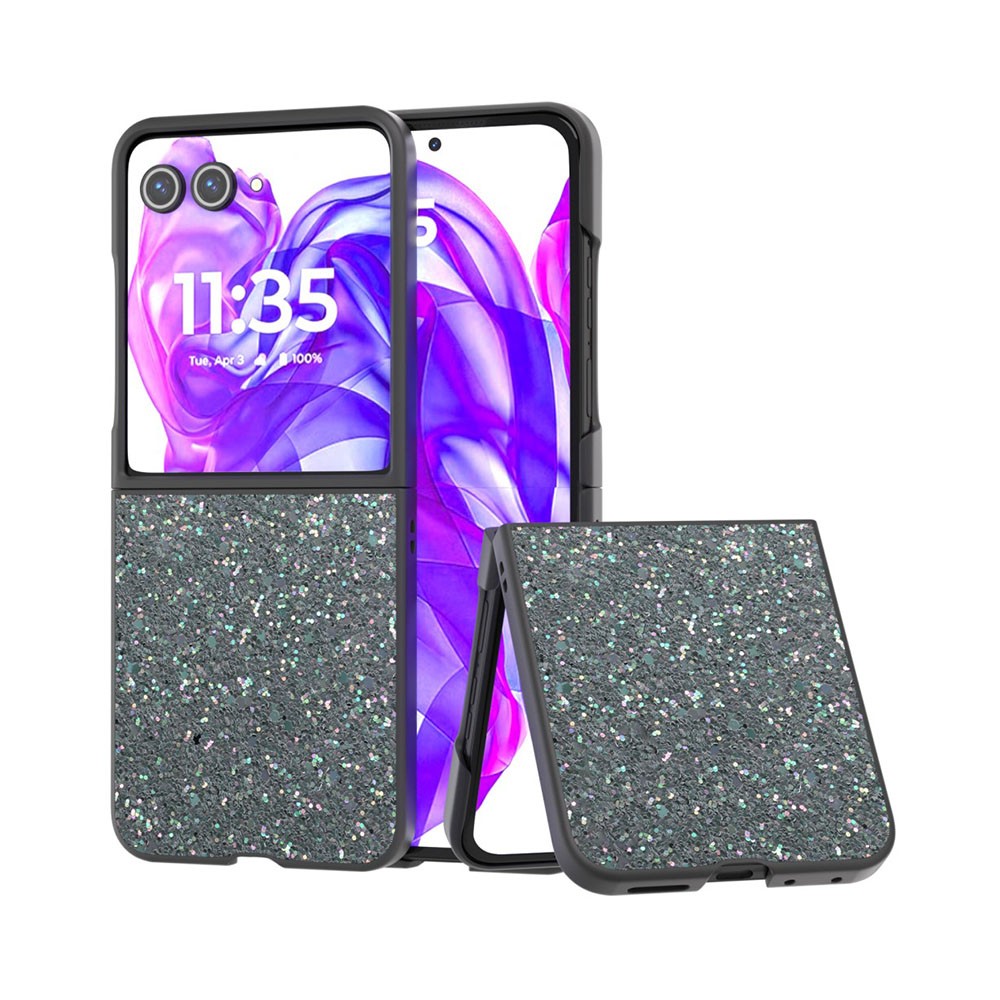 Motorola Razr 50 Ultra 5G ABEEL Glitter Powder Σκληρή Θήκη Rock Grey