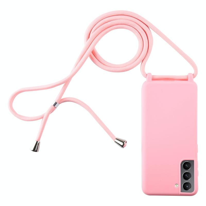 Samsung Galaxy S21 5G Candy Color Θήκη Σιλικόνης TPU με Λουράκι Pink