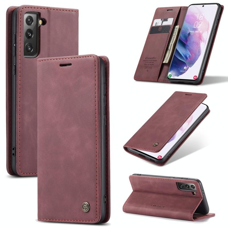 Samsung Galaxy S21 5G CaseMe 013 Retro Θήκη Βιβλίο Wine Red