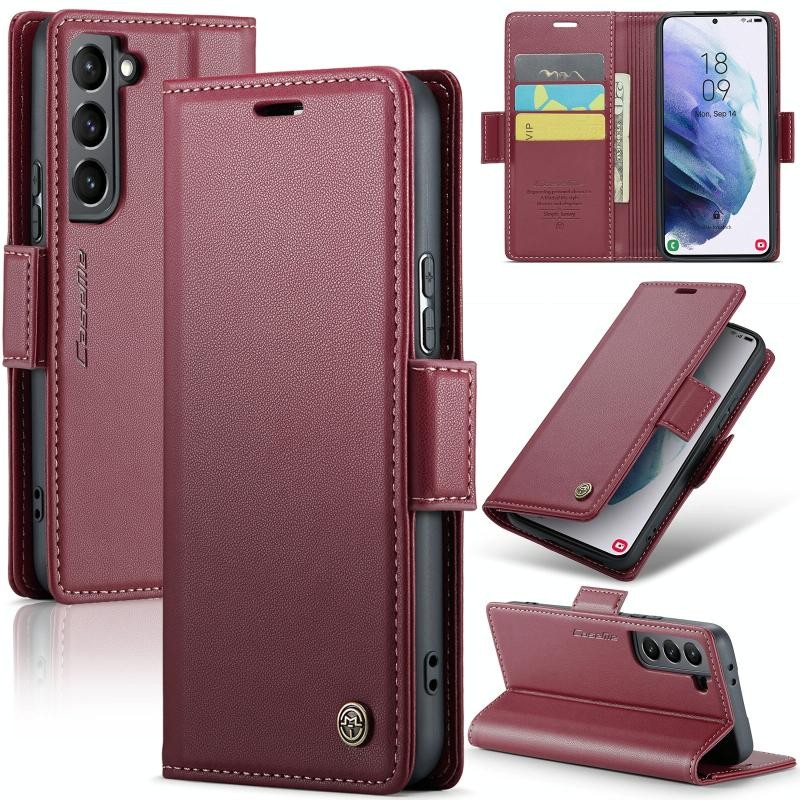 Samsung Galaxy S21 5G CaseMe 023 Luminus Θήκη Πορτοφόλι Wine Red