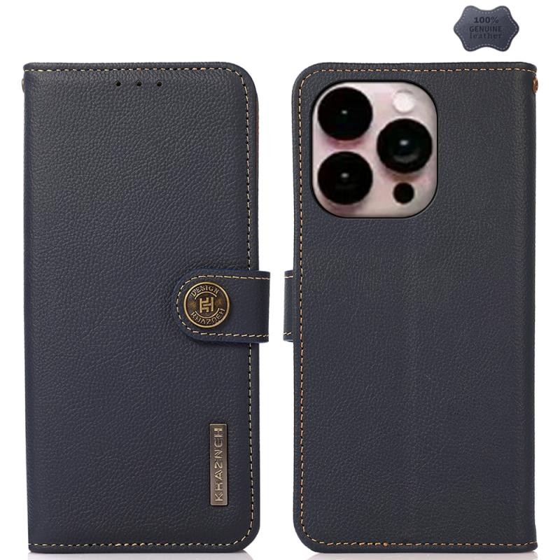 Apple iPhone 16 Pro Max KHAZNEH Custer Leather Θήκη Πορτοφόλι Blue
