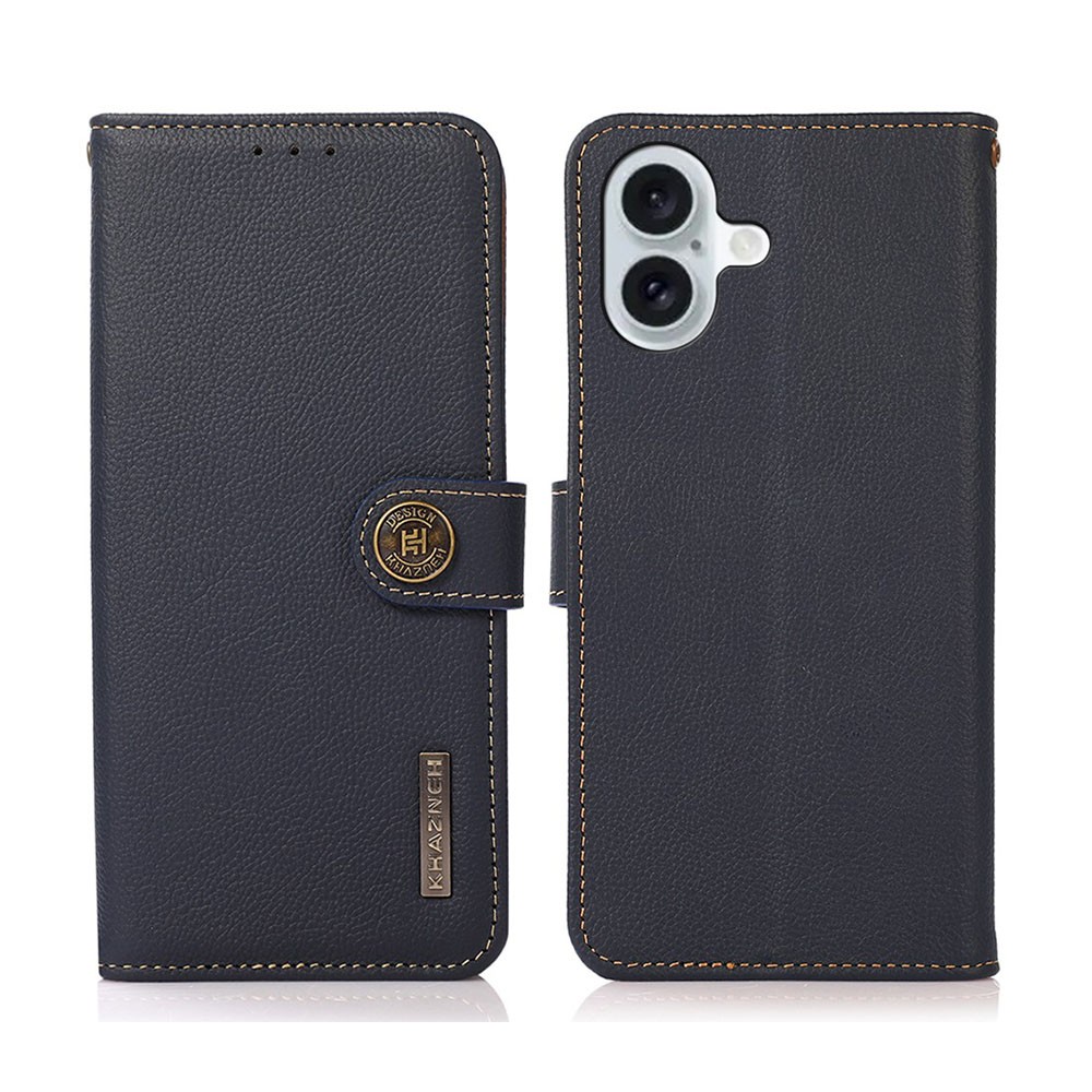Apple iPhone 16 KHAZNEH Custer Leather Θήκη Πορτοφόλι Blue
