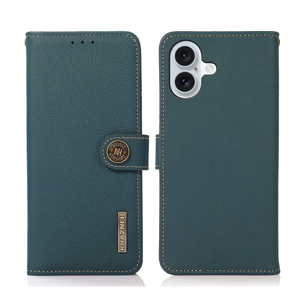 Apple iPhone 16 KHAZNEH Custer Leather Θήκη Πορτοφόλι Green