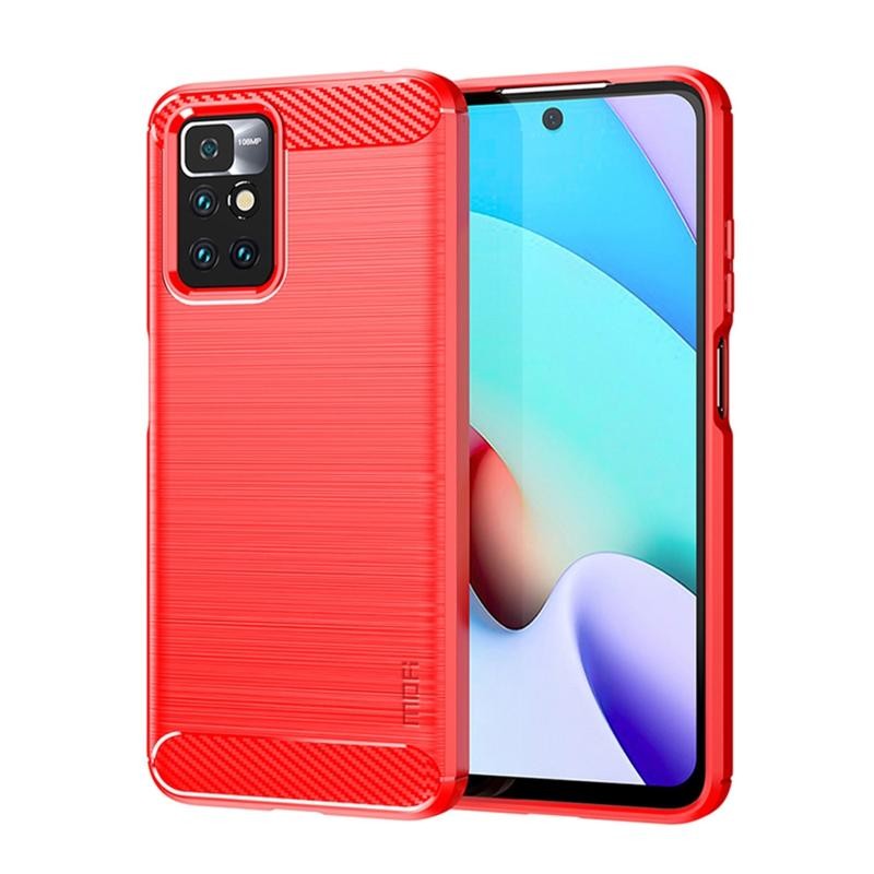 Xiaomi Redmi 10 MOFI Brushed Carbon Θήκη Σιλικόνης Red