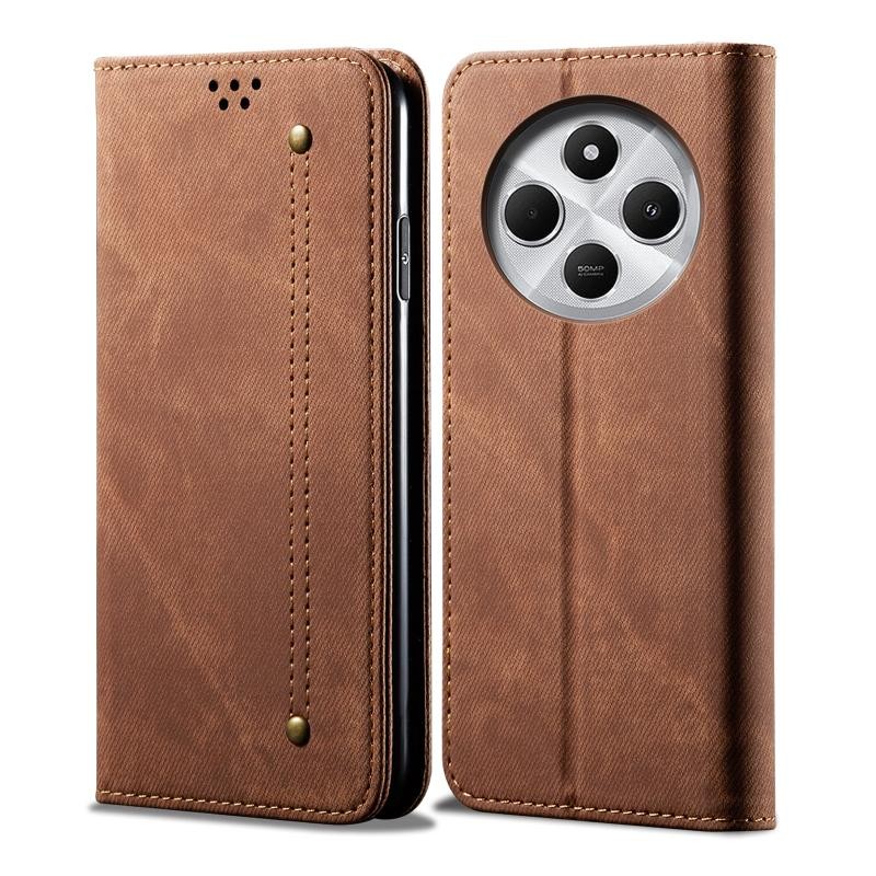 Xiaomi Redmi 14C 4G/Poco C75 4G Denim Texture Θήκη Βιβλίο Brown