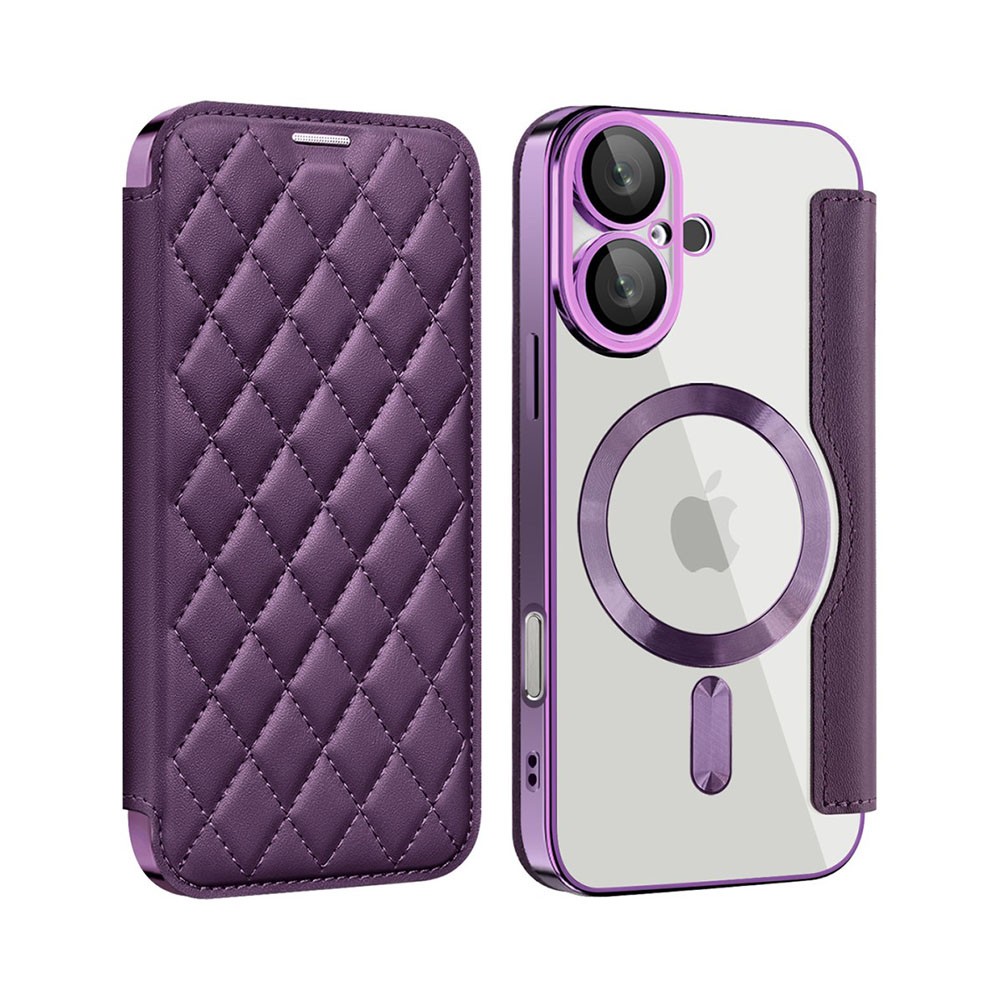 Apple iPhone 16 Plus Puff Rhombus MagSafe Θήκη Βιβλίο Purple