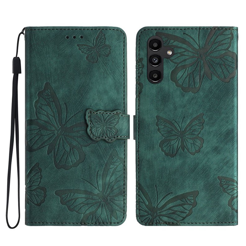 Samsung Galaxy A16 4G / 5G Butterfly Imprinted Θήκη Πορτοφόλι Green