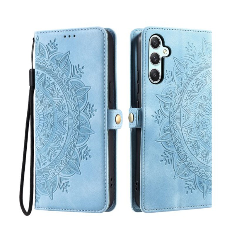 Samsung Galaxy A16 4G / 5G Mandala Flower Θήκη Πορτοφόλι Light Blue