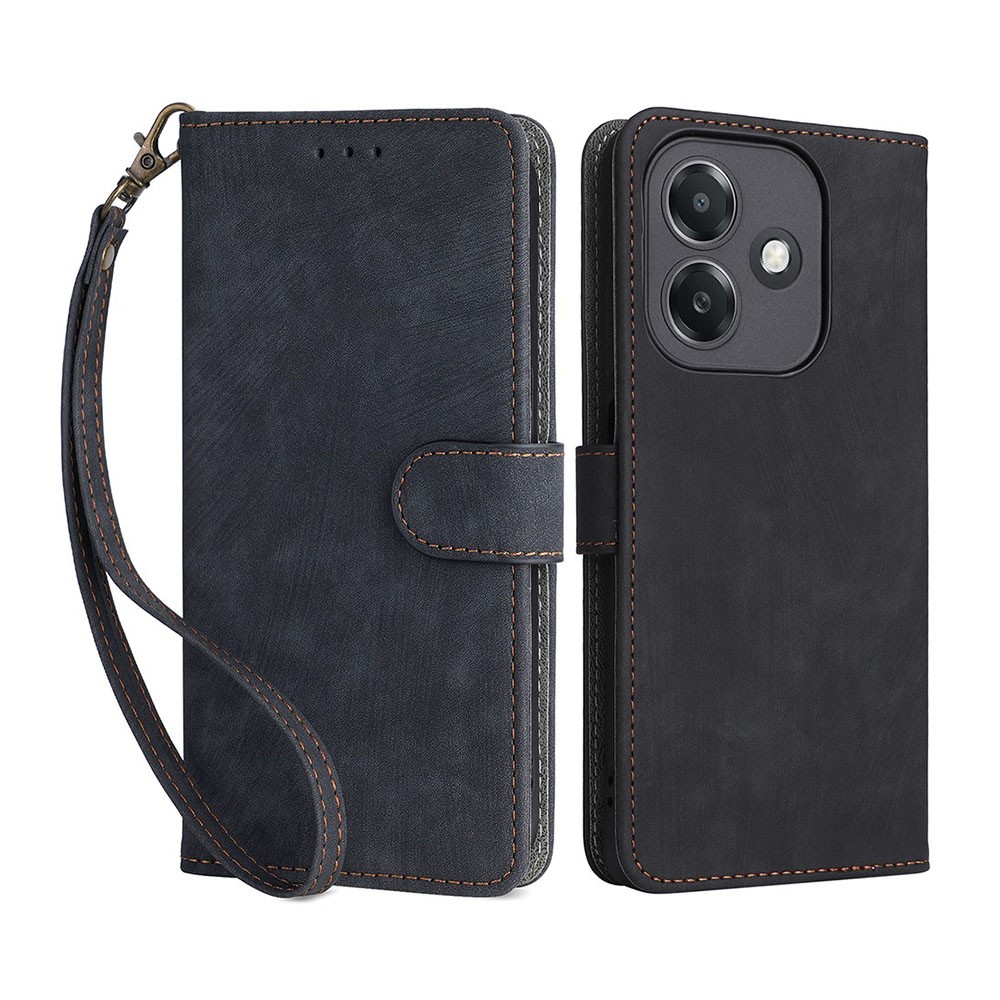 Oppo A40 Brush Magnetic Θήκη Πορτοφόλι Black