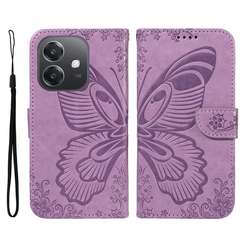 Oppo A40 Butterfly Flowers Θήκη  Πορτοφόλι Purple