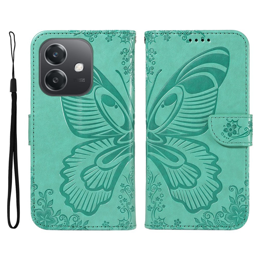 Oppo A40 Butterfly Flowers Θήκη  Πορτοφόλι Green