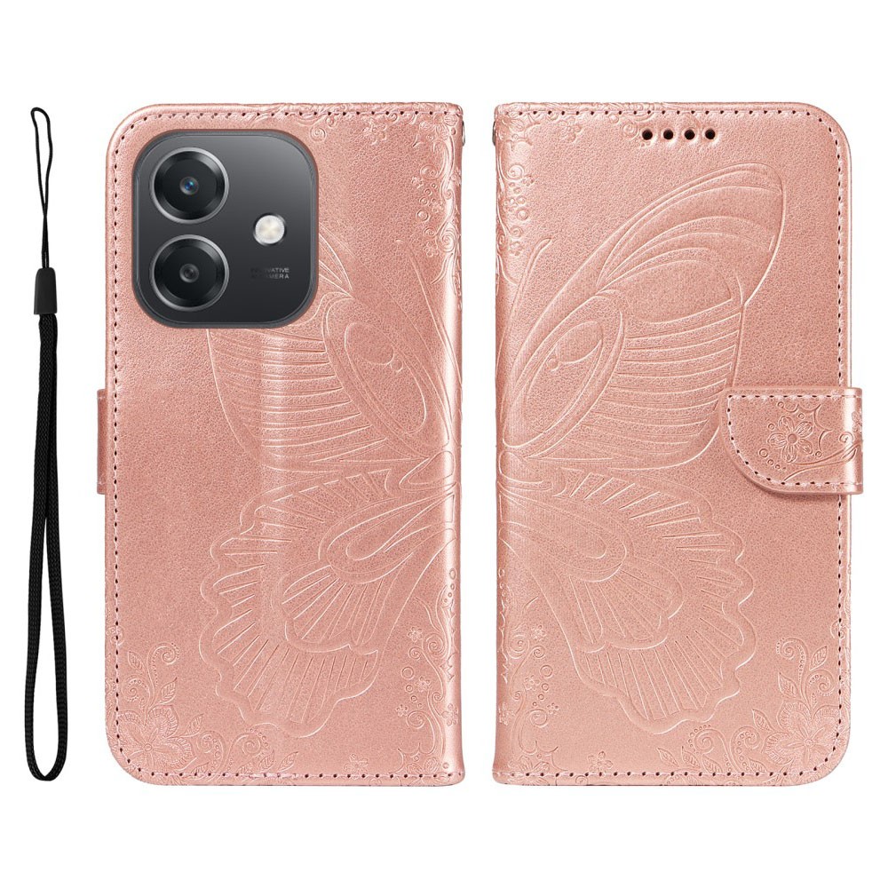 Oppo A40 Butterfly Flowers Θήκη  Πορτοφόλι Rose Gold