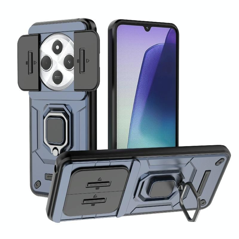 Xiaomi Redmi 14C 4G/Poco C75 4G Sliding Camshield Σκληρή Θήκη με Δαχτυλίδι Blue
