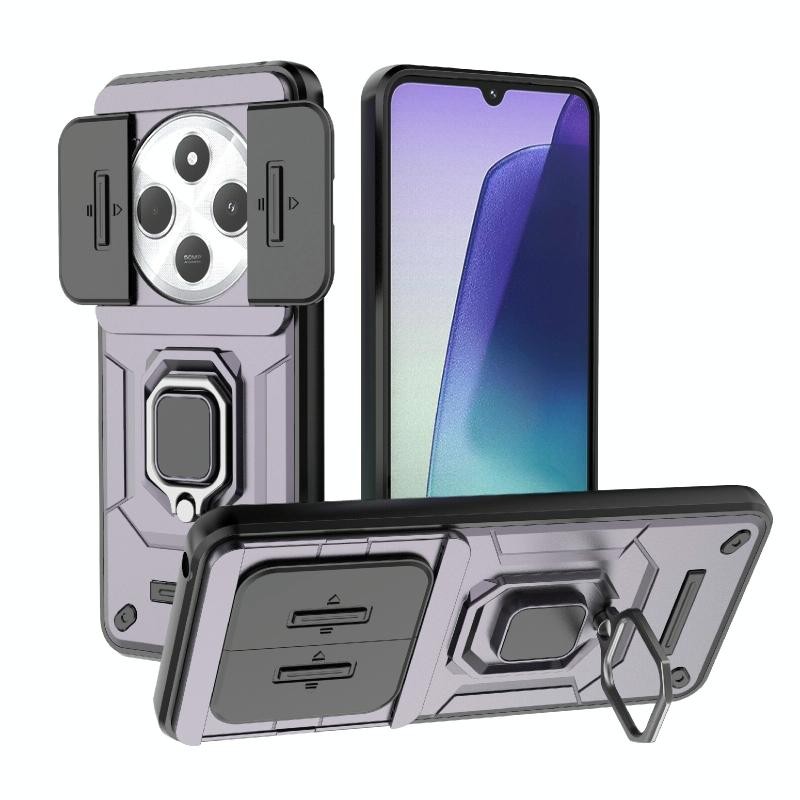 Xiaomi Redmi 14C 4G/Poco C75 4G Sliding Camshield Σκληρή Θήκη με Δαχτυλίδι Purple
