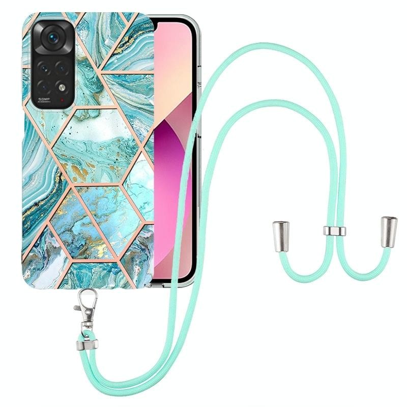 Xiaomi Redmi Note 11/Note 11s Electroplating Θήκη Σιλικόνης με Λουράκι Light Blue