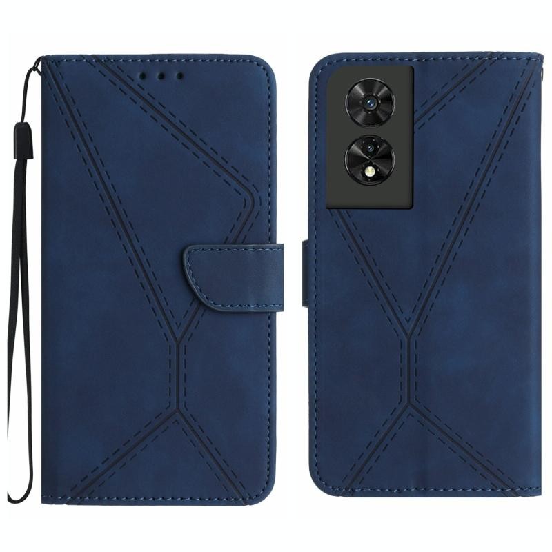 TCL 505 Stitching Embossed Θήκη Πορτοφόλι Blue