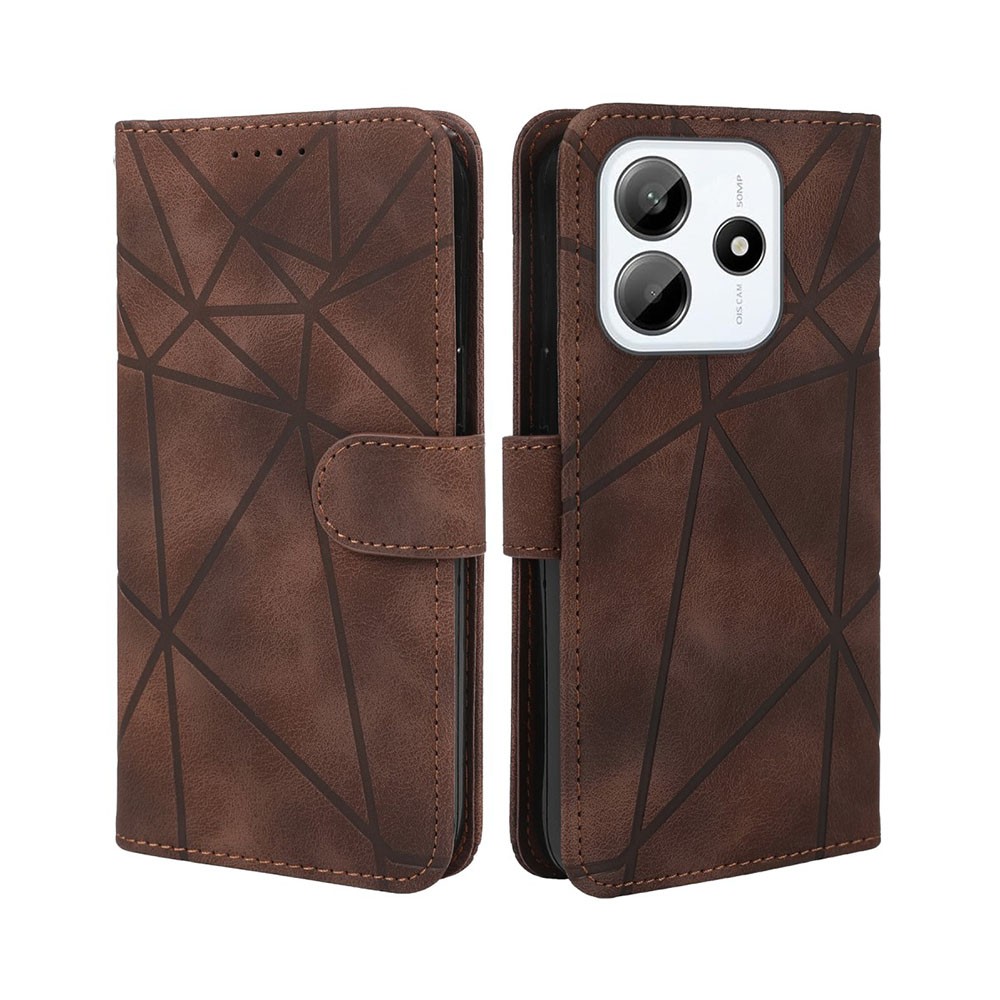 Xiaomi Redmi Note 14 5G Lines Θήκη Πορτοφόλι Brown