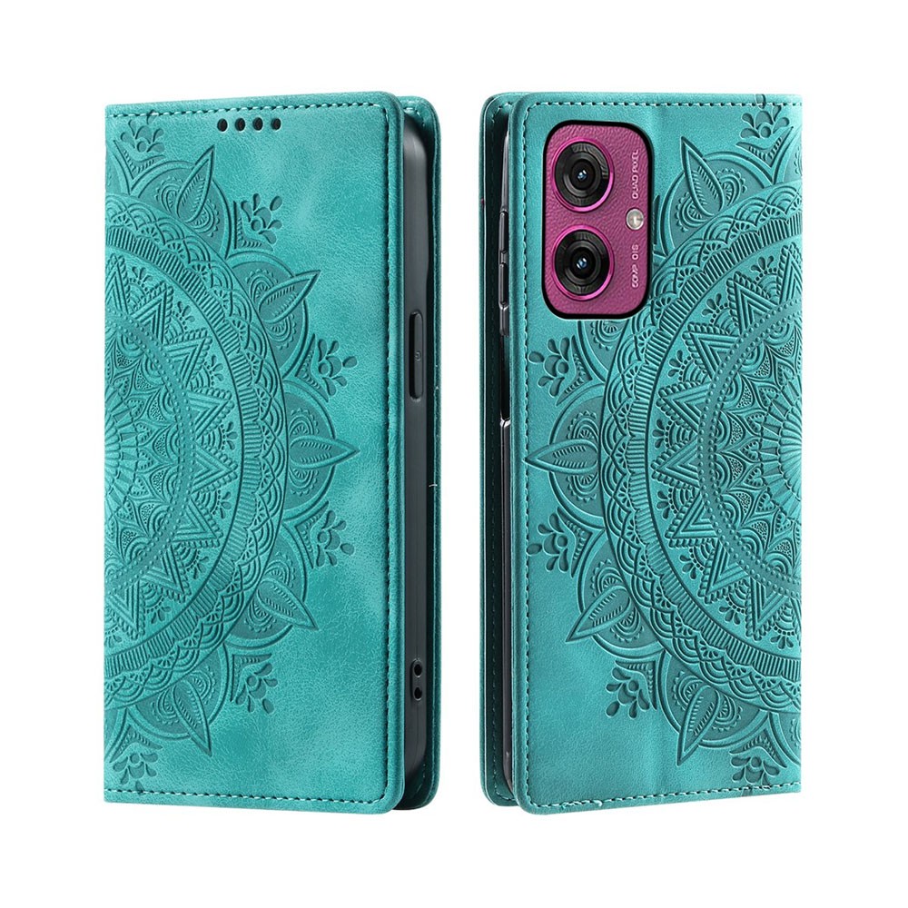Motorola Moto G55 5G Mandala Flower Θήκη Βιβλίο Mint Green