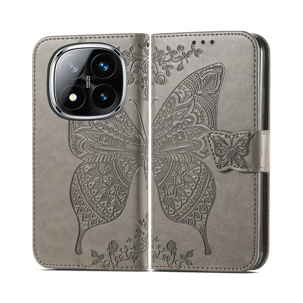 Xiaomi Redmi Note 14 Pro Plus 5G Butterfly Love Θήκη  Πορτοφόλι Grey