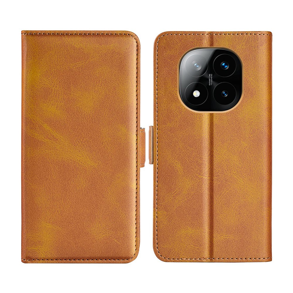 Xiaomi Redmi Note 14 Pro Plus 5G Double Buckle Θήκη Πορτοφόλι Light Brown