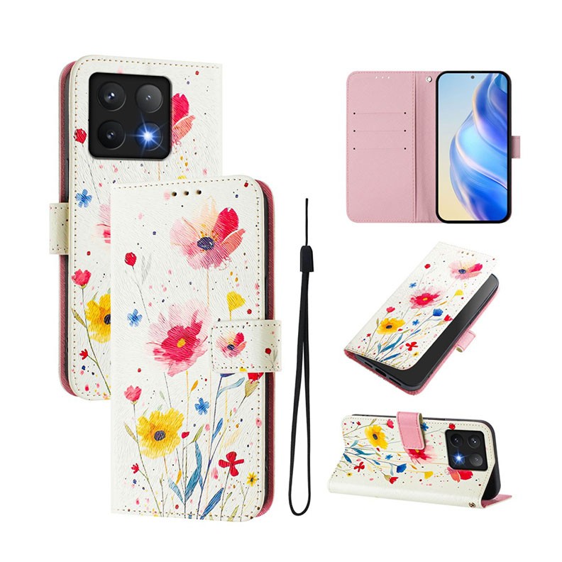 Xiaomi 14T 5G Colored Drawing Θήκη Πορτοφόλι Flower