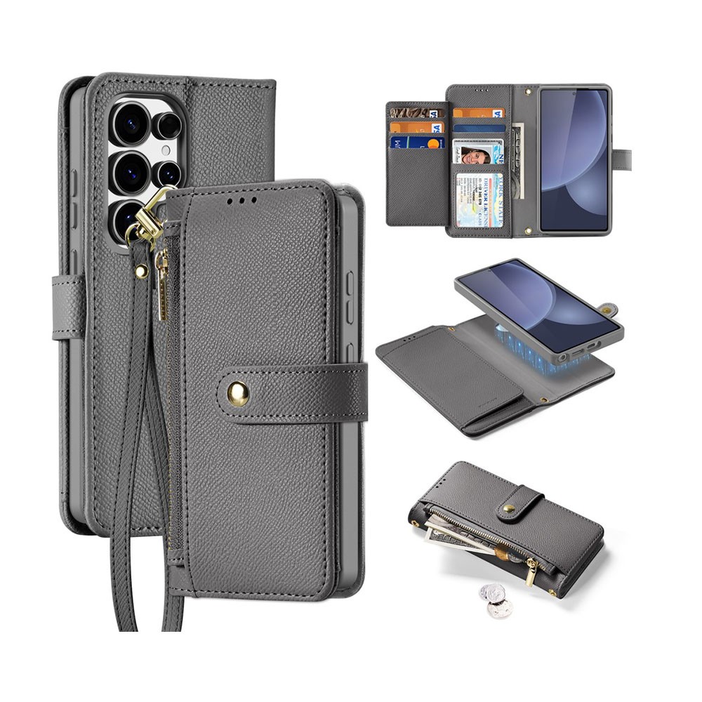 Samsung Galaxy S25 Ultra 5G DUX DUCIS Lawa Series Θήκη Πορτοφόλι με Αποσπώμενη Σκληρή Θήκη Grey