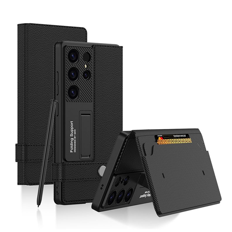 Samsung Galaxy S25 Ultra 5G GKK Full Coverage Θήκη Πορτοφόλι με Στήριγμα Black