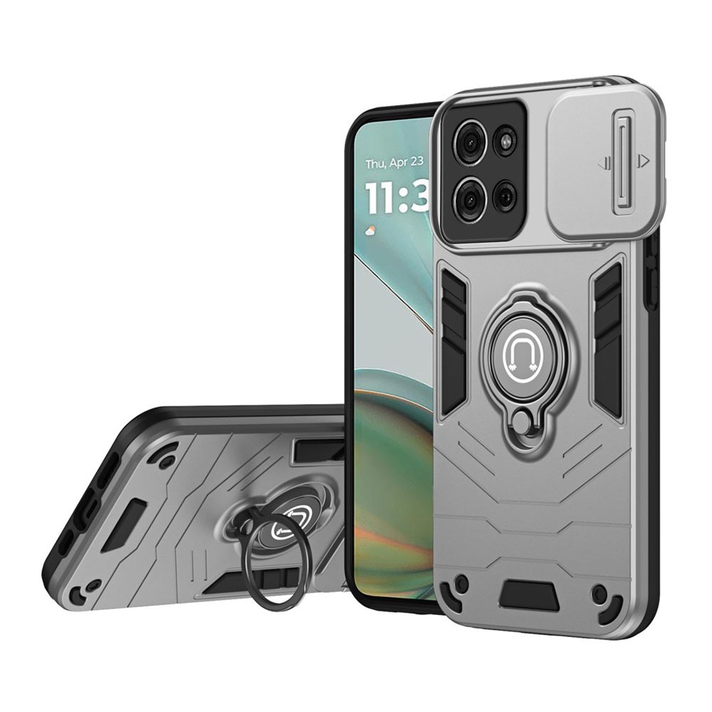 Motorola Moto G75 5G Sliding Camshield Σκληρή Θήκη με Δαχτυλίδι Grey