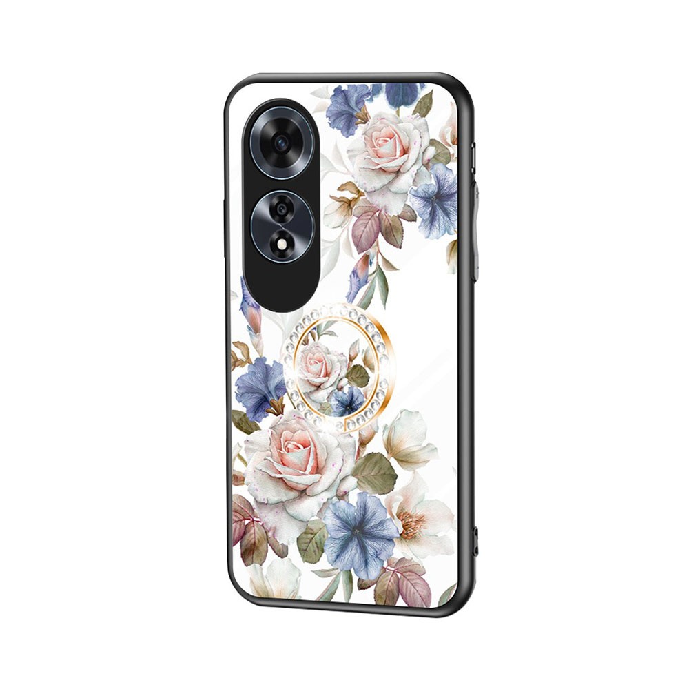 Oppo A60 4G Flower Pattern Θήκη Σιλικόνης με Δαχτυλίδι White Flower