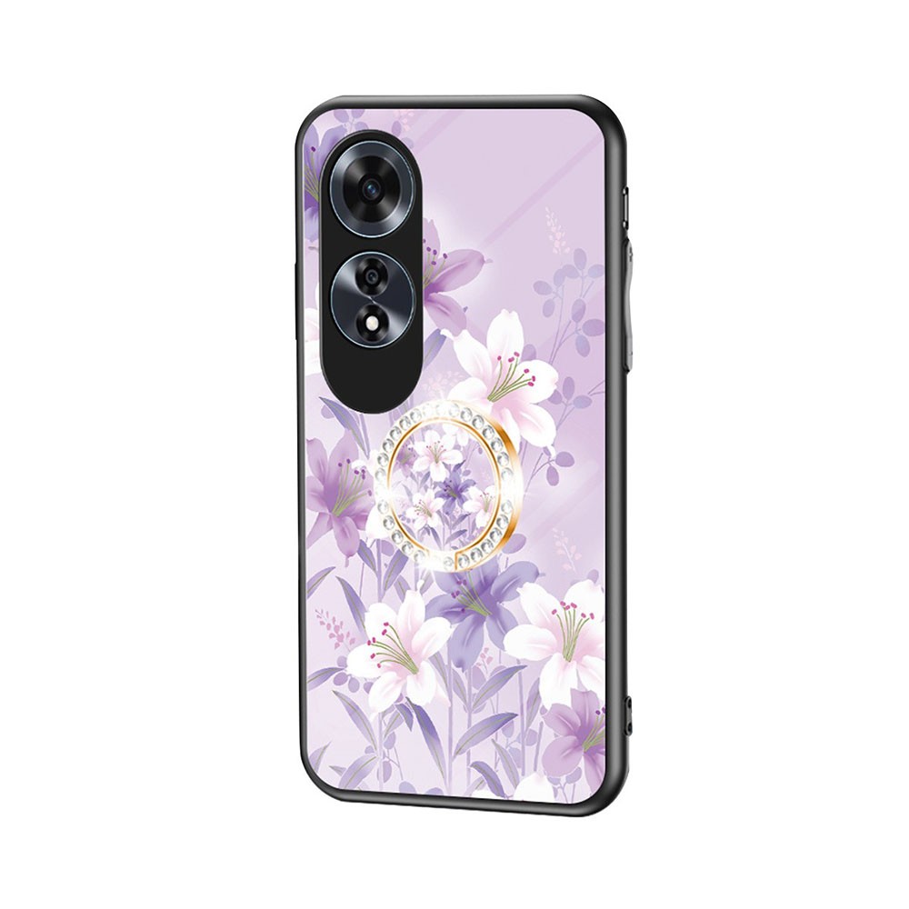 Oppo A60 4G Flower Pattern Θήκη Σιλικόνης με Δαχτυλίδι Purple Magnolia