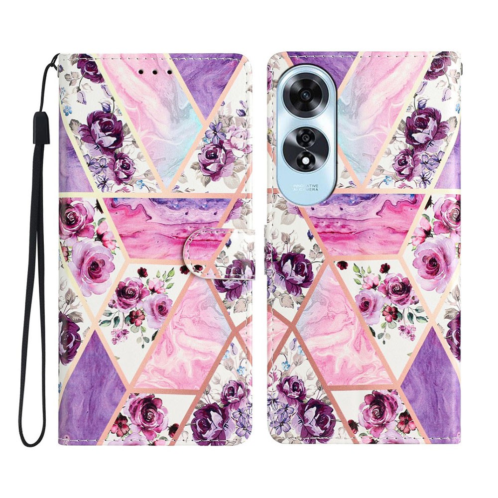 Oppo A60 4G Colored Drawing Θήκη Πορτοφόλι Purple Flowers