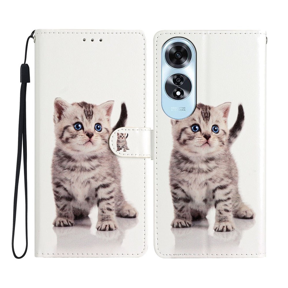 Oppo A60 4G Colored Drawing Θήκη Πορτοφόλι Cat