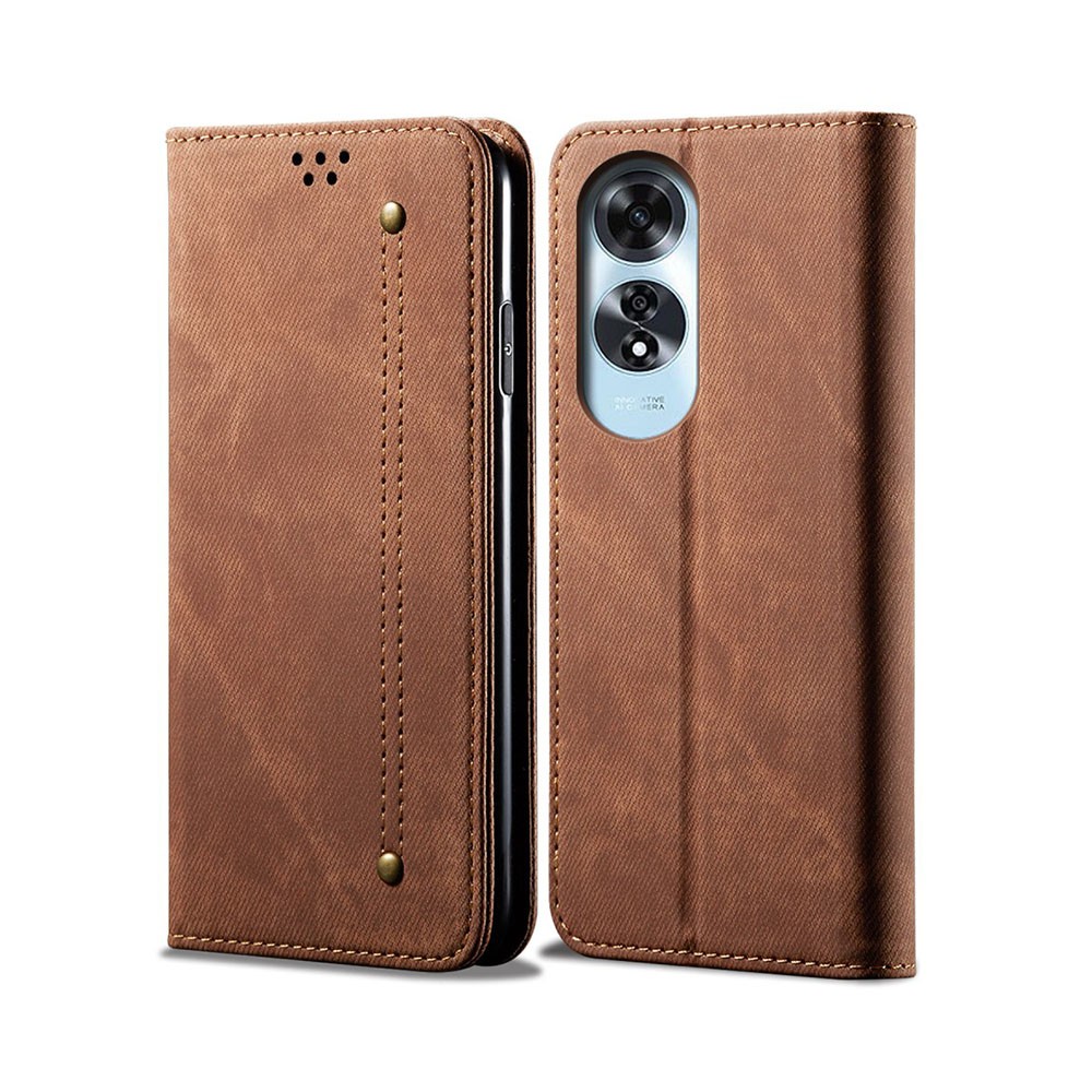 Oppo A60 4G Denim Texture Θήκη Βιβλίο Coffee