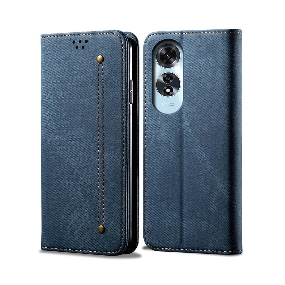 Oppo A60 4G Denim Texture Θήκη Βιβλίο Blue