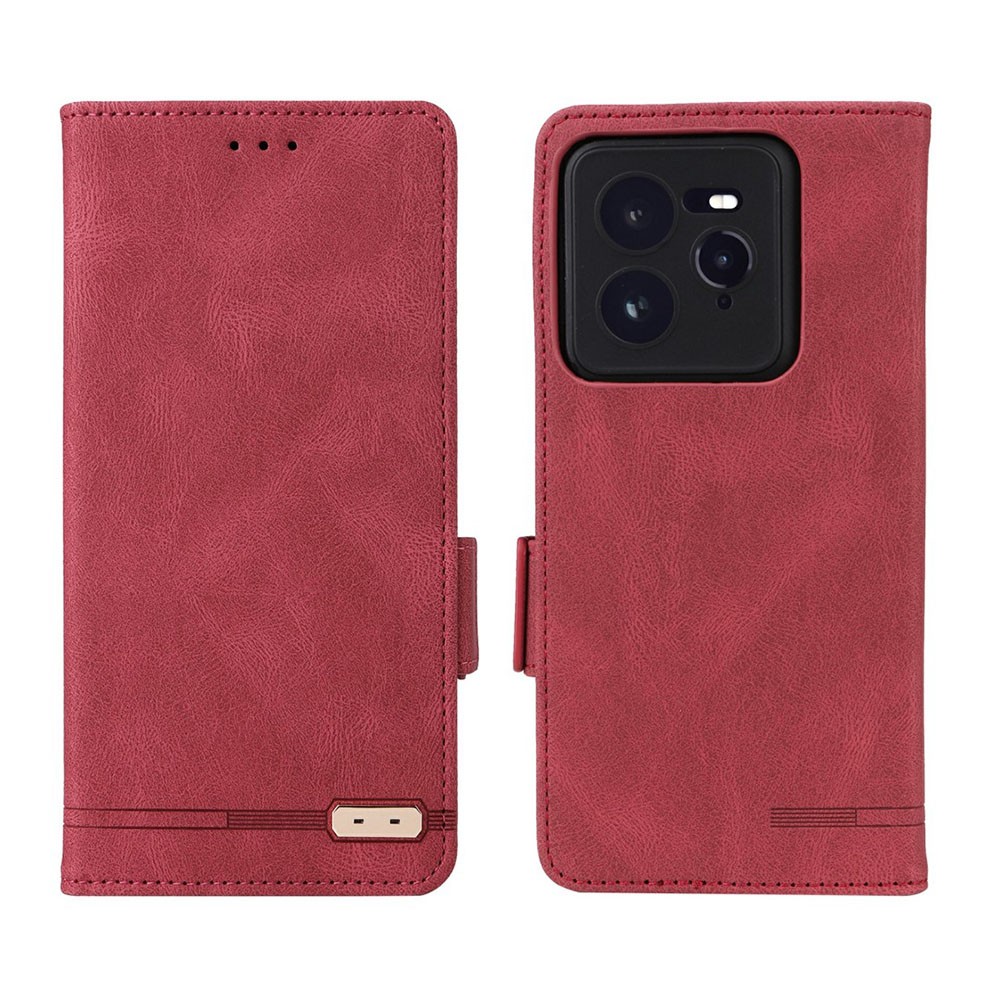 Realme GT 7 Pro 5G Magnetic Clasp Θήκη Πορτοφόλι Wine Red
