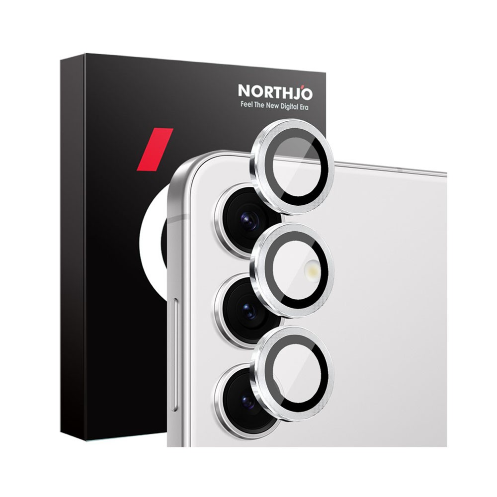 Samsung Galaxy S25 5G NORTHJO Κρίκοι Προστασίας για Κάμερα - Lens Protector Rings Silver