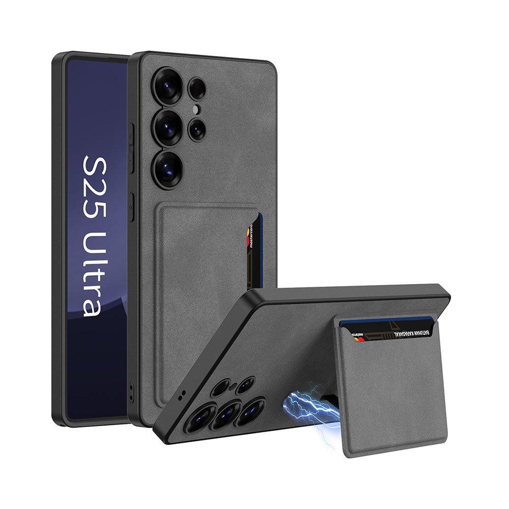 Samsung Galaxy S25 Ultra 5G GKK Card Magnetic Σκληρή Θήκη με Πορτοφόλι Grey