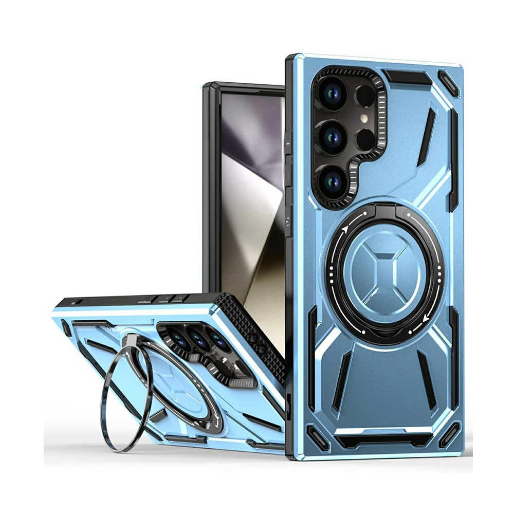 Samsung Galaxy S25 Ultra 5G MagSafe Holder Σκληρή Θήκη με Δαχτυλίδι Blue