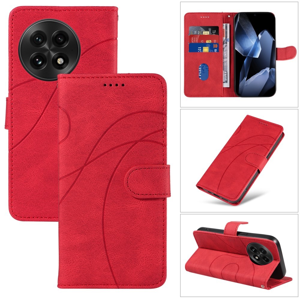 OnePlus 13 5G Lines Θήκη Πορτοφόλι Red