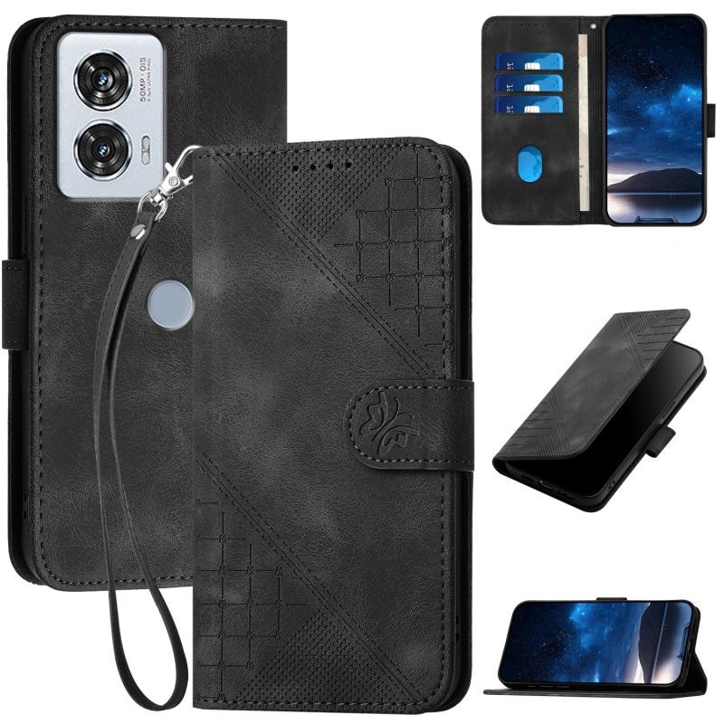 Motorola Edge 50 Fusion 5G Small Butterfly Θήκη Πορτοφόλι Black