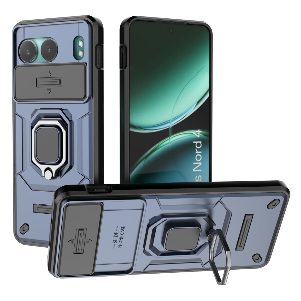 OnePlus Nord 4 5G Sliding Camshield Σκληρή Θήκη με Δαχτυλίδι Blue