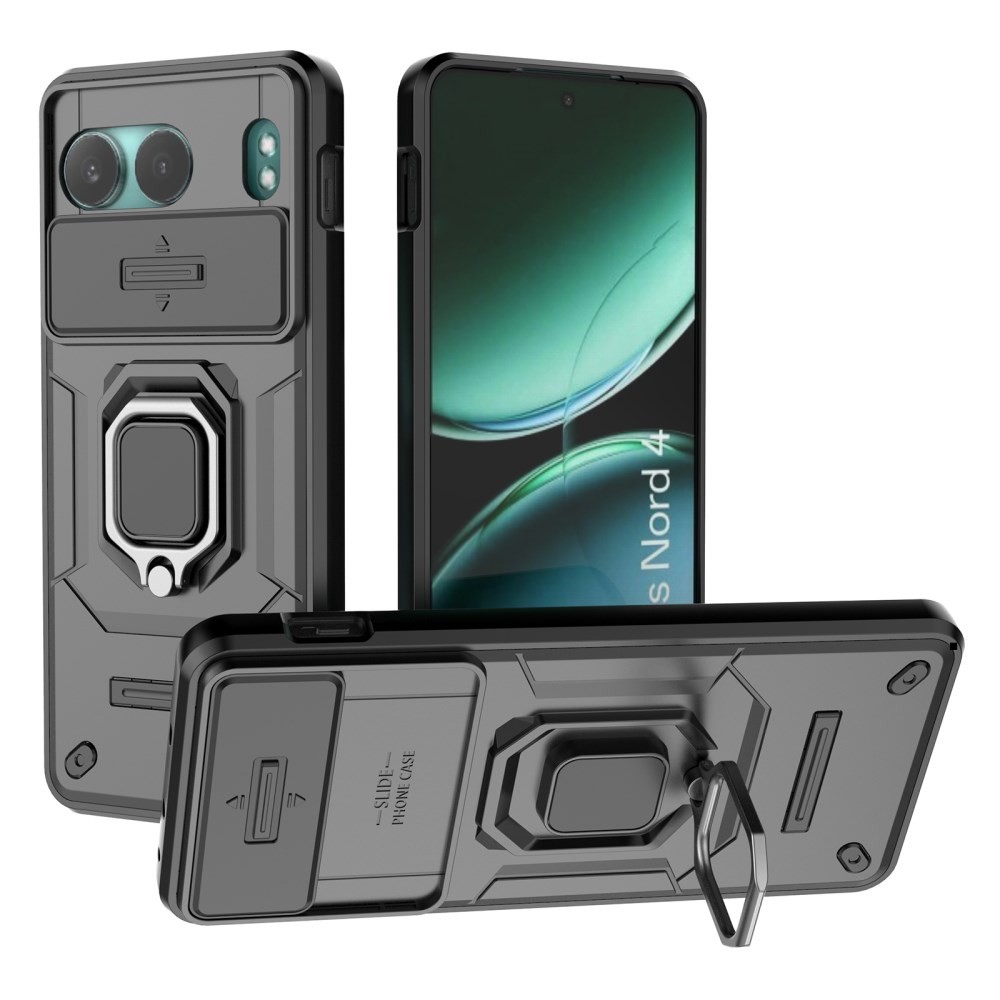 OnePlus Nord 4 5G Sliding Camshield Σκληρή Θήκη με Δαχτυλίδι Black