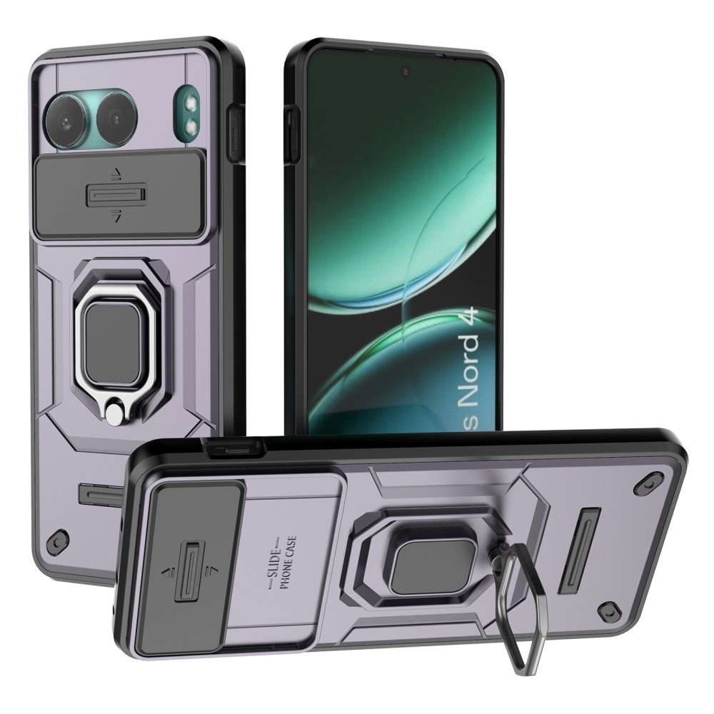 OnePlus Nord 4 5G Sliding Camshield Σκληρή Θήκη με Δαχτυλίδι Purple