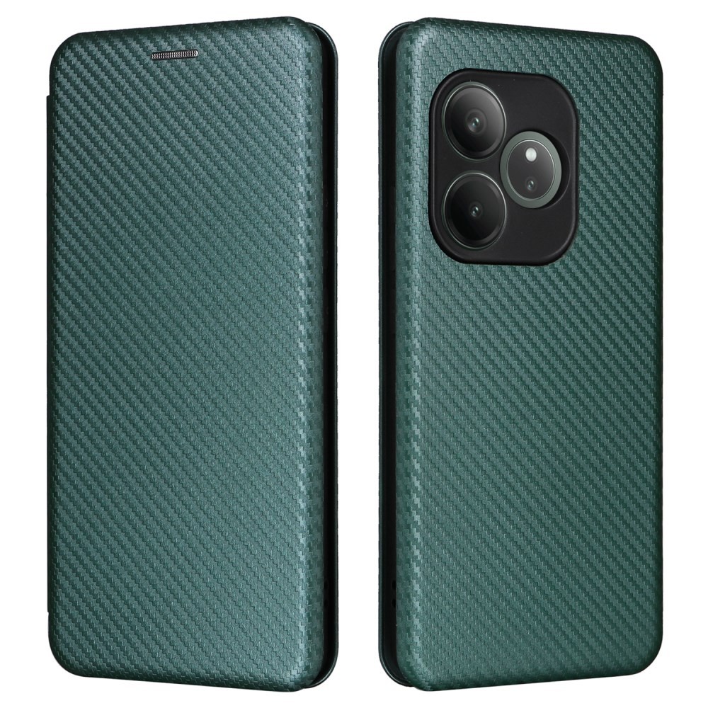 Realme GT 6 5G / GT 6T 5G Carbon Fiber Θήκη Βιβλίο Green