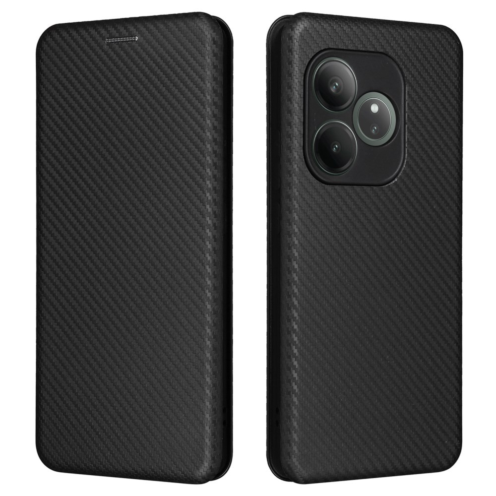 Realme GT 6 5G / GT 6T 5G Carbon Fiber Θήκη Βιβλίο Black