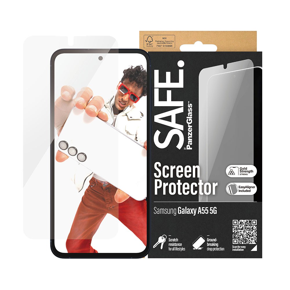 Samsung Galaxy A55 5G SAFE. by PanzerGlass Screen Protector/Ultra-Wide Fit Transparent