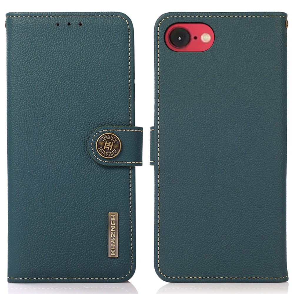 Apple iPhone 16e/17e KHAZNEH Custer Leather Θήκη Πορτοφόλι Green